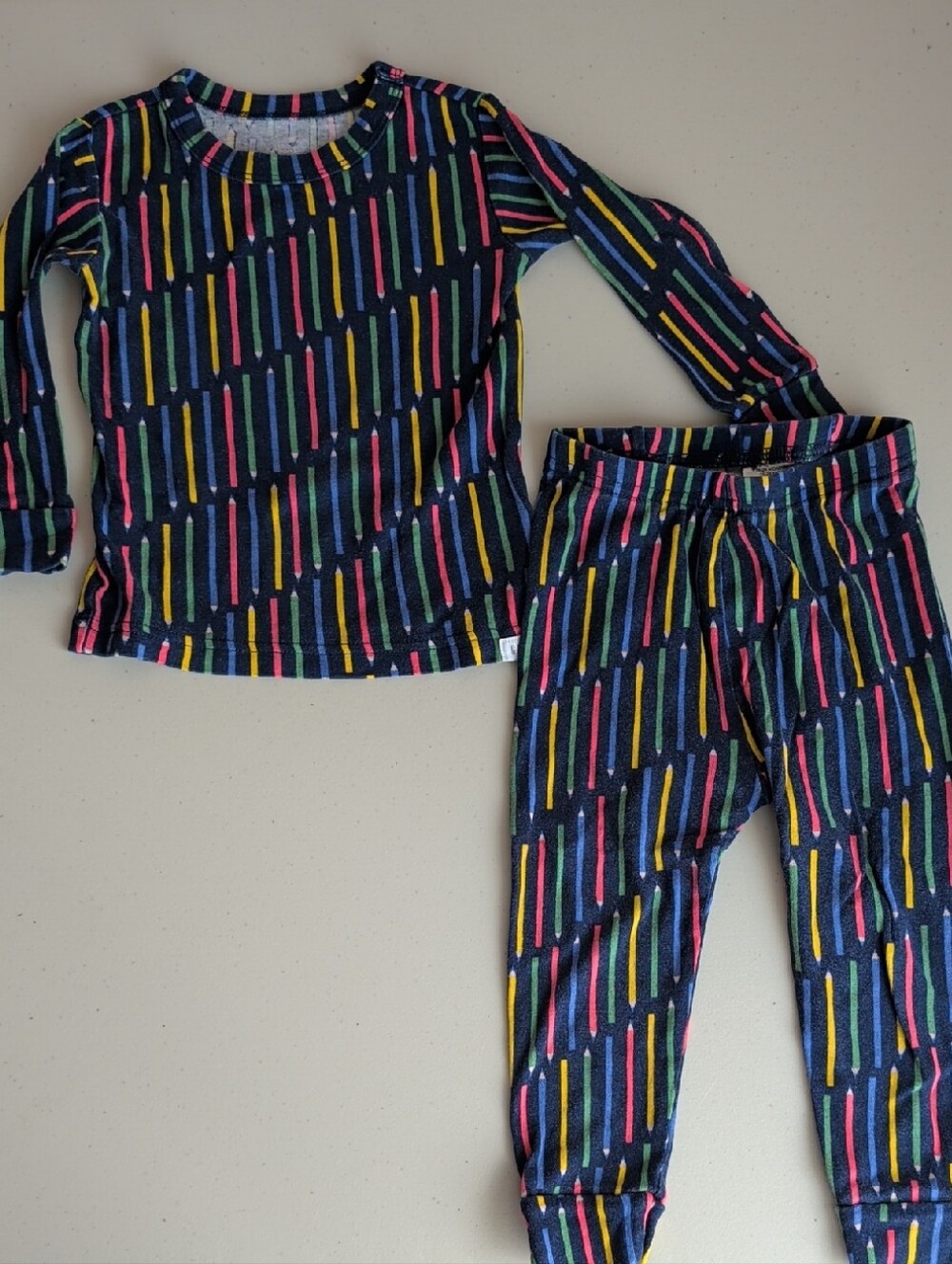 GAP Navy Kids Pajama Set with Multicolor Stripe Sticks